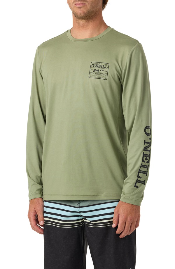 オニール メンズ トップス Tシャツ グラフィック O\'Neill Block UPF Performance Graphic Long Sleeve T-Shirt OIL GREEN グリーン｜ReVida 店