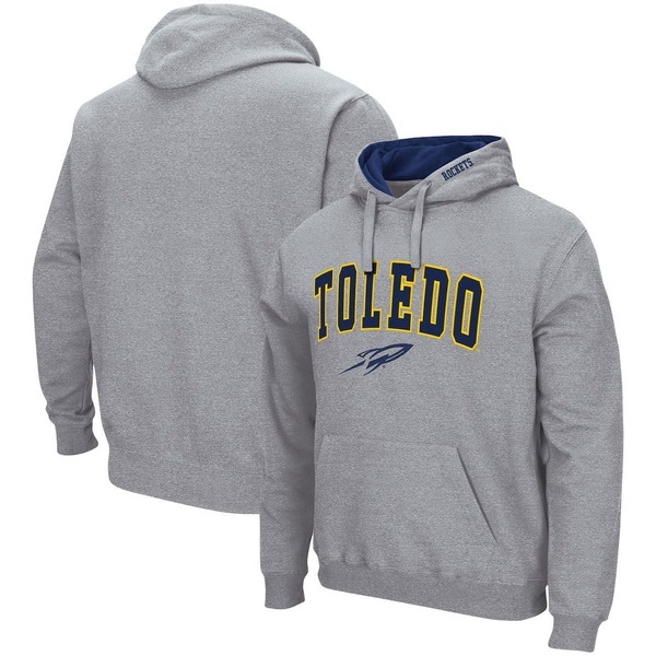 コロシアム メンズ アウター パーカー・スウェット ロゴ Men's Colosseum Heathe red Gray Toledo Rockets Arch and Logo Pullover Hoodie Heather Gray グレー｜ReVida 店