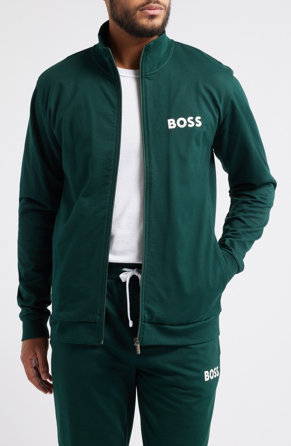 ボス メンズ アウター パーカー・スウェット ジャケット BOSS Men's Ease Track Jacket GREEN グリーン｜ReVida 店