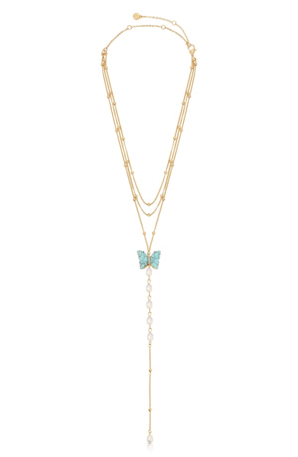 エティカ レディース アクセサリー ネックレス・チョーカー レース Ettika Multistrand Turquoise & Freshwater Pearl Y-Necklace TURQUOISE ターコイズ｜ReVida 店