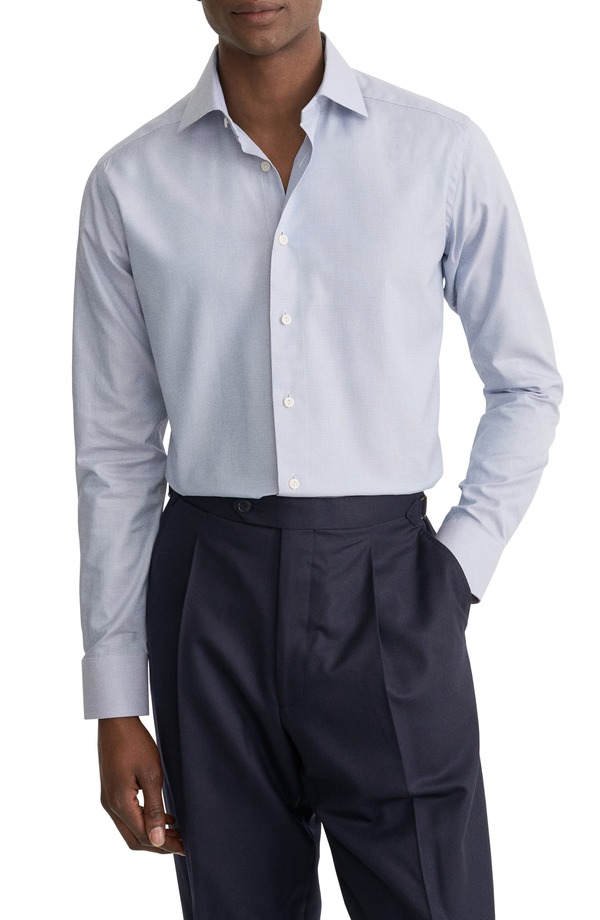 エトン メンズ トップス シャツ スリムフィット コットン Eton Slim Fit Cotton Dobby Dresshirt LIGHT GREY グレー|ReVida 店