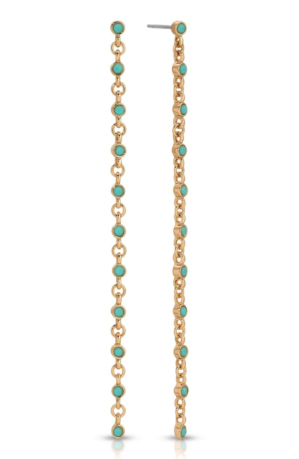 エティカ レディース アクセサリー ピアス・イヤリング Ettika Dainty Crystalinear Drop Earrings TURQUOISE/ GOLD ターコイズ｜ReVida 店