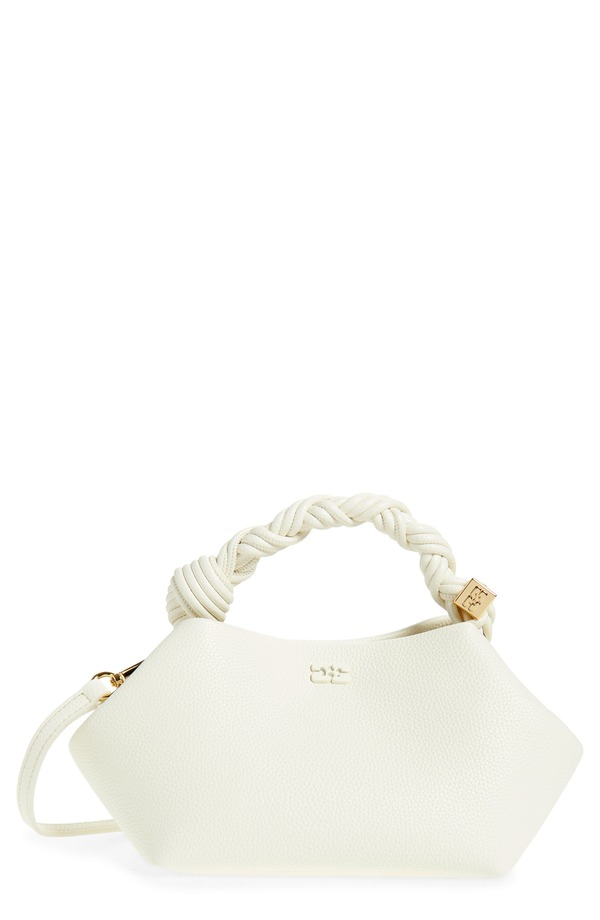 ガニー レディース バッグ レザー フェイクレザー Ganni Small Bou Grained Faux Leather Top Handle Bag EGRET|ReVida 店