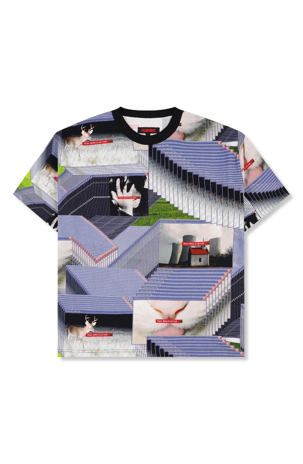 プレジャーズ メンズ トップス Tシャツ プリント コットン グラフィック PLEASURES Crash Graphic Print Oversize Cotton T-Shirt BLACK MULTI ブラック｜ReVida 店