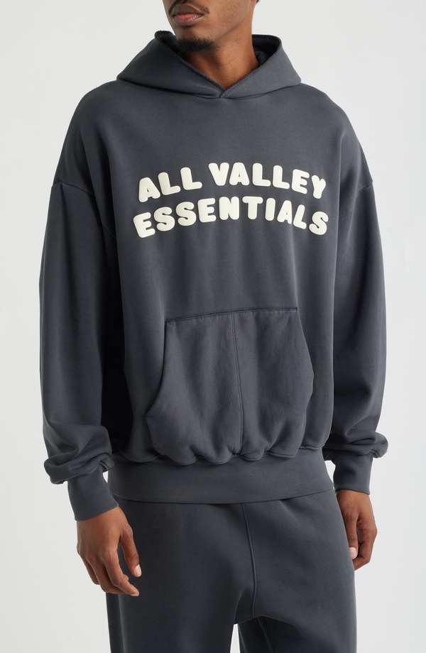 フィアオブゴッド メンズ アウター パーカー・スウェット ロゴ フリース Fear of God Essentials '90s Fit Fleece Logo Hoodie WASHED IRON GREY グレー|ReVida 店