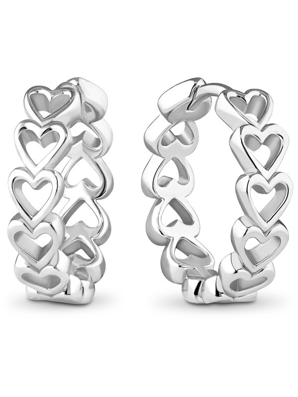 デヴァタ レディース アクセサリー ピアス・イヤリング DEVATA Open Heart Hoop Earrings in Rhodium Plated Sterling Silver シルバー|ReVida 店
