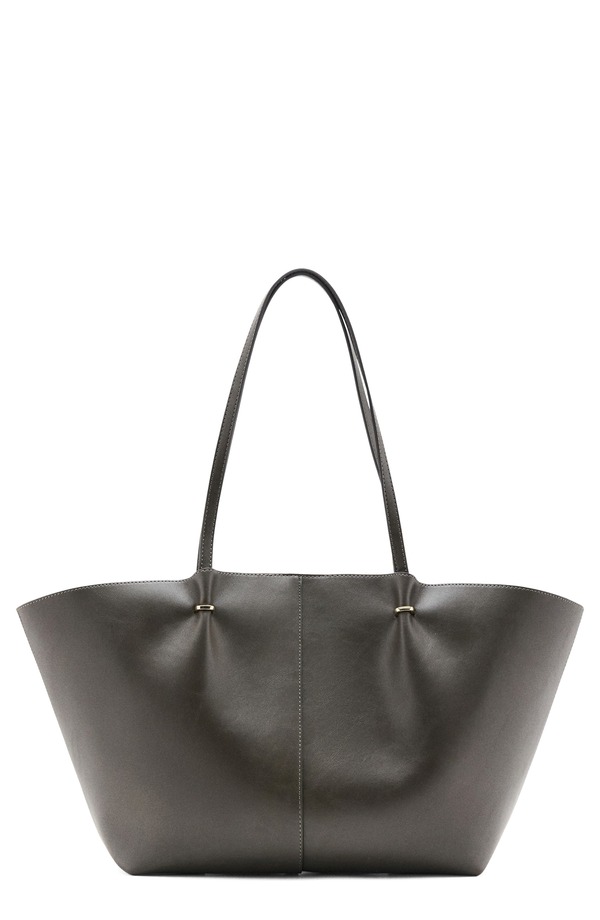 マンゴ レディース バッグ レザー フェイクレザー MANGO Faux Leather Shopper Bag KHAKI GREEN グリーン｜ReVida 店