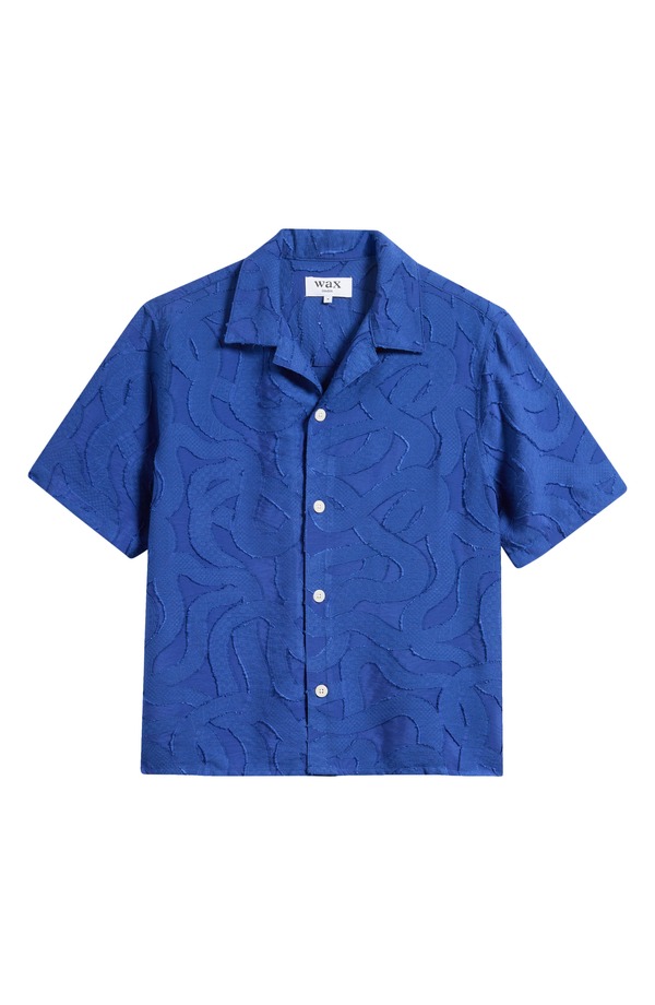 ワックスロンドン メンズ トップス シャツ Wax London Curzon Jacquard Camp Shirt BLUE ブルー｜ReVida 店 36,920円