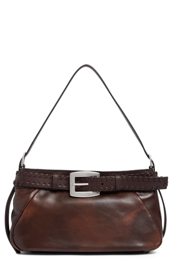 スタウド レディース バッグ レザー STAUD Brooklyn Leather Shoulder Bag ESPRESSO DISTRESSED｜ReVida 店
