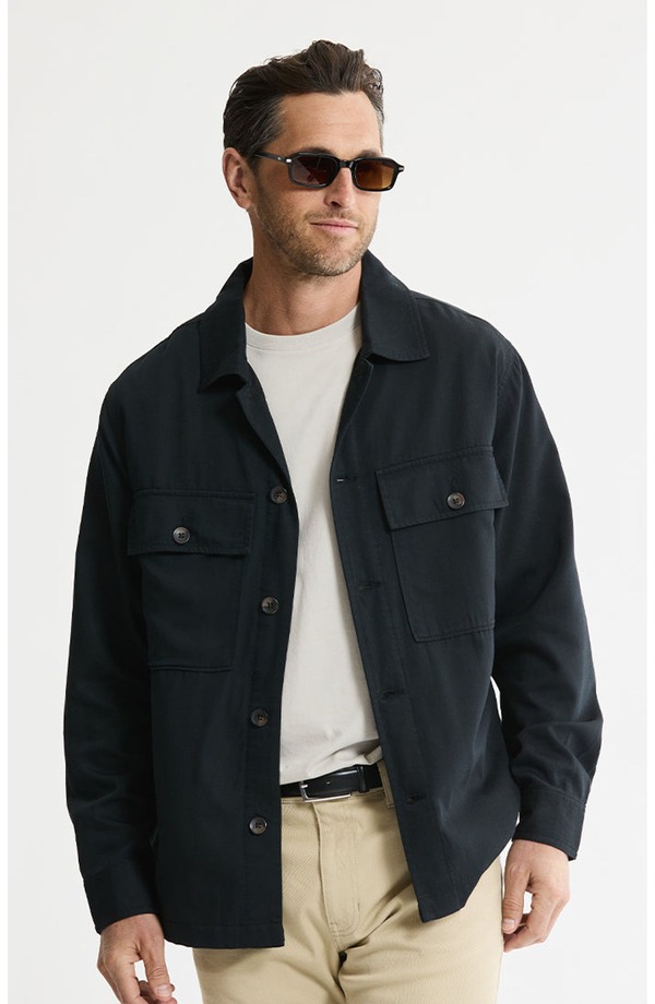 ジャックスガールフレンド メンズ アウター ジャケット・ブルゾン シャツ JACHS Rayon Lyocell Military Shirt Jacket Black ブラック|ReVida 店