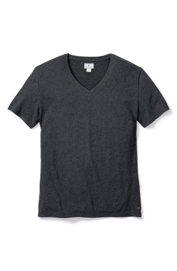 プティットプリュム メンズ トップス シャツ Vネック コットン Petite Plume Pima Cotton V-Neck Top GREY グレー｜ReVida 店