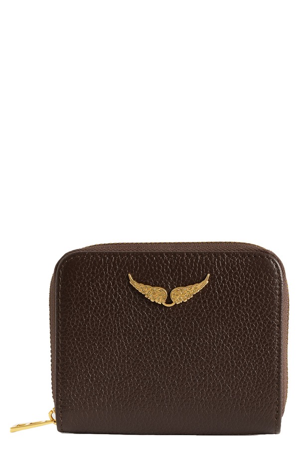 ザディグ エ ヴォルテール レディース アクセサリー 財布 ミニ レザー Zadig & Voltaire Mini Grained Leather Card Case BROWNIE|ReVida 店