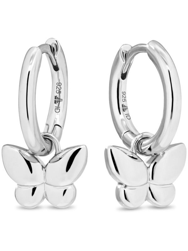 デヴァタ レディース アクセサリー ピアス・イヤリング DEVATA Butterfly Hoop Earrings in Rhodium Plated Sterling Silver シルバー｜ReVida 店