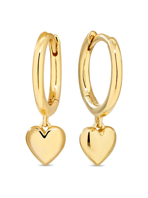 デヴァタ レディース アクセサリー ピアス・イヤリング DEVATA Heart Hoop Earrings Plated Sterling Yellow Gold イエロー｜ReVida 店