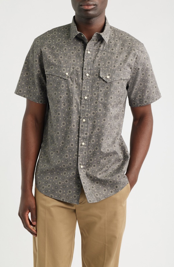 ペンドルトン メンズ トップス シャツ Pendleton Laramie Short Sleeve Snap-Up Western Shirt WESTERN DITSY GREY グレー|ReVida 店