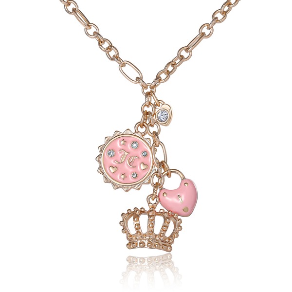 ジューシークチュール レディース アクセサリー ネックレス・チョーカー レース Juicy Couture Gold-Tone Laye red Charm Necklace with Pink Enamel Accents gold pink ピンク｜ReVida 店
