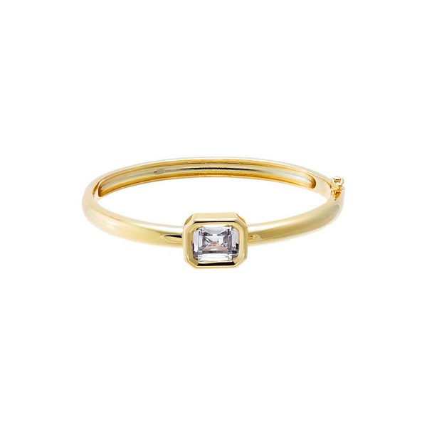 バイ アディナ エデン レディース アクセサリー ブレスレット・バングル・アンクレット BY ADINA EDEN Emerald CZ Wide Bezel Bangle Bracelet Gold ゴールド｜ReVida 店
