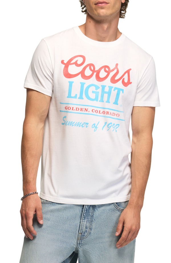ラッキーブランド メンズ トップス Tシャツ コットン グラフィック Lucky Brand Coors Light Summer Cotton Blend Graphic T-Shirt BRIGHT WHITE ホワイト｜ReVida 店