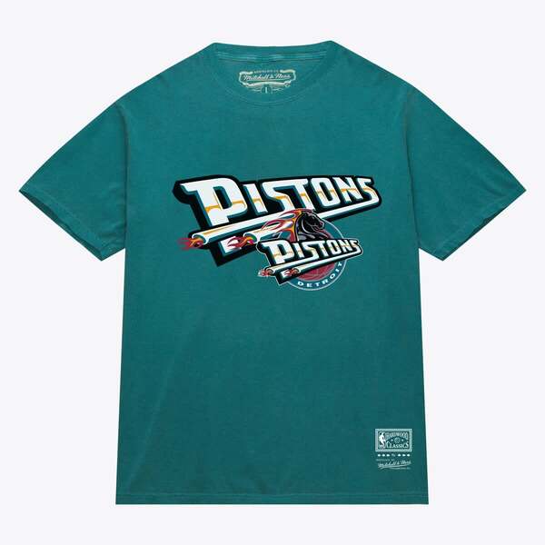 ミッチェル&ネス メンズ トップス Tシャツ Men's Mitchell & Ness Teal Detroit Pistons Hardwood Classics T-Shirteal ティール｜ReVida 店