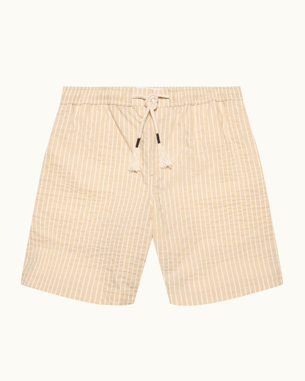 オールバー ブラウン メンズ ボトムス ハーフパンツ・ショーツ リラックスフィット ショートパンツ Orlebar Brown Sonoran Seersuckerelaxed Fit Seersucker Stripe Shorts BISCUIT/LATTE STRIPE ストライプ｜ReVida 店