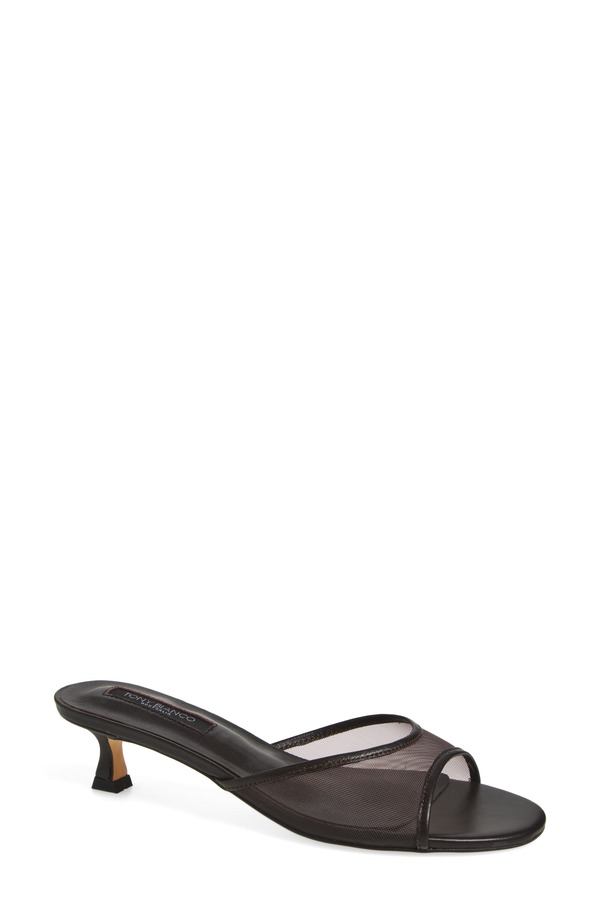 トニービアンコ レディース シューズ 踵 サンダル Tony Bianco Pru Kitten Heel Slide Sandal Chocolate Nylon/ Chocolate 黒茶