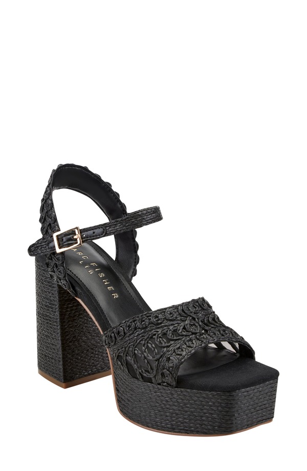 目じるし・フィッシャー レディース シューズ 踵 プラットホーム サンダル アンクル Marc Fisher LTD Chayse Ankle Straplatform Sandal Black 黒いこと