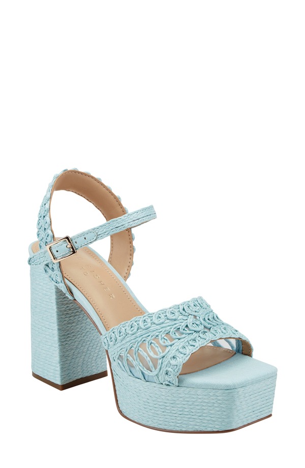 目じるし・フィッシャー レディース シューズ 踵 プラットホーム サンダル アンクル Marc Fisher LTD Chayse Ankle Straplatform Sandalight Blue 青み