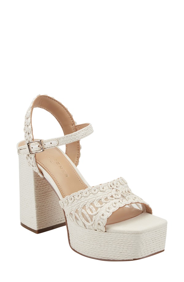 目じるし・フィッシャー レディース シューズ 踵 プラットホーム サンダル アンクル Marc Fisher LTD Chayse Ankle Straplatform Sandal White 白いこと
