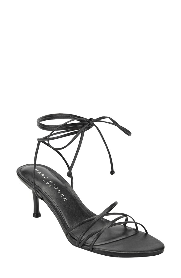 目じるし・フィッシャー レディース シューズ 踵 サンダル アンクル Marc Fisher LTD Ginevankle Wrap Kitten Heel Sandal Black 黒いこと