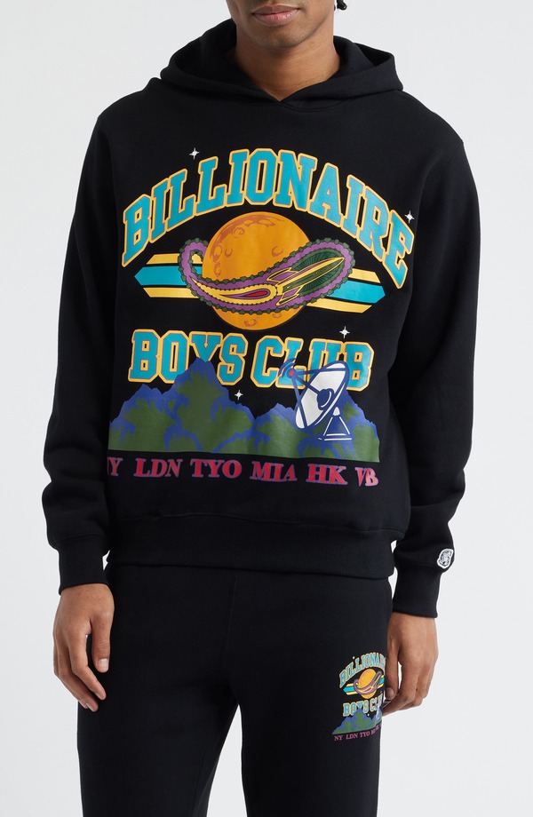 ビリオネアボーイズクラブ メンズ アウター パーカー・スウェット グラフィック Billionaire Boys Club Globe Graphic Hoodie Black ブラック