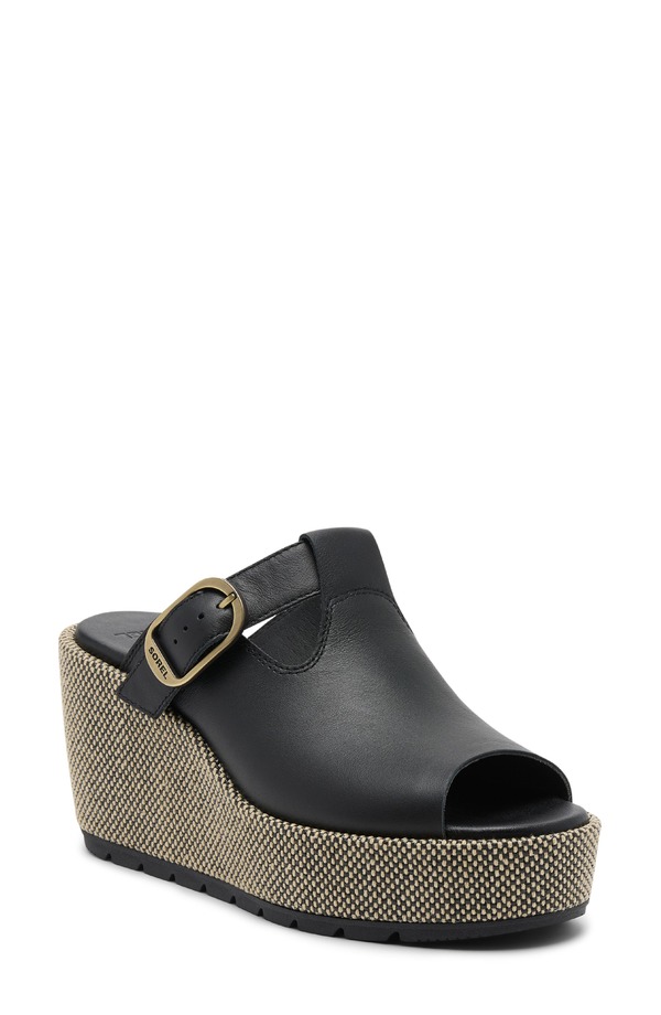 ソレル レディース シューズ サンダル プラットフォーム SOREL Sunpeak Platform Wedge Sandal Black/ Natural ブラック｜ReVida 店