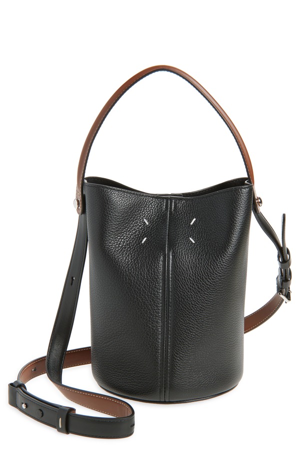 マルタンマルジェラ レディース バッグ レザー Maison Margiela Dress-Age Leather Bucket Bag BLACK/ CHESTNUT/ BLACK ブラック|ReVida 店