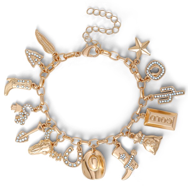 ジェシカシンプソン レディース アクセサリー ブレスレット・バングル・アンクレット Jessica Simpson 20th Anniversary Charm Bracelet Gold ゴールド｜ReVida 店
