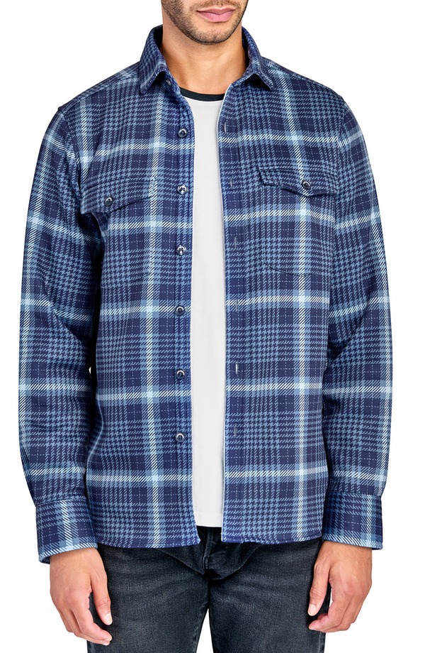 コンストラクト メンズ アウター ジャケット・ブルゾン シャツ CONSTRUCT Plaid Shirt Jacket NAVY/GREEN ネイビー｜ReVida 店