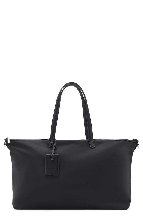 マンゴ レディース バッグ ナイロン MANGO Large Nylon Shopper Tote BLACK ブラック｜ReVida 店