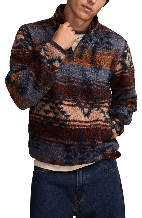 ラッキーブランド メンズ アウター パーカー・スウェット ハーフジップ ジャケット Lucky Brand Faux Shearling Quarter Zip Jacket MULTI マルチカラー|ReVida 店