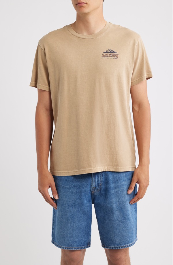 ブリクストン メンズ トップス Tシャツ 半袖 Brixton Madden Short-Sleeved T-ShirtIMELESS TAUPE WORN WASH トープ｜ReVida 店