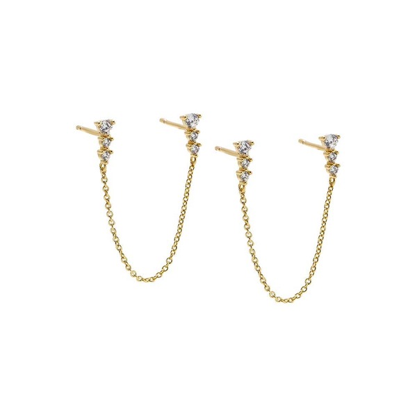 バイ アディナ エデン レディース アクセサリー ピアス・イヤリング ドレープ BY ADINA EDEN CZ 3 Prong Draped Chain Stud Earrin gold ゴールド｜ReVida 店