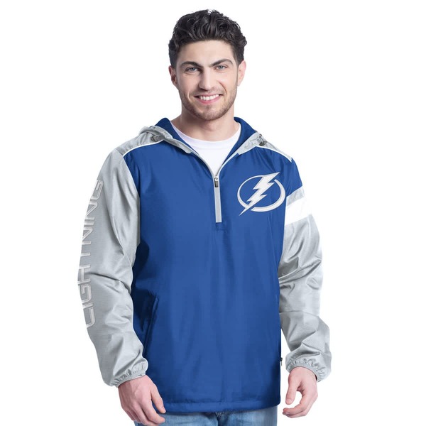 カール バンクス メンズ アウター ジャケット・ブルゾン パーカー Men's G-III Sports by Carl Banks Blue/Gray Tampa Bay Lightning Lateral Half-Zip Hoodie Jacket Blue ブルー|ReVida 店