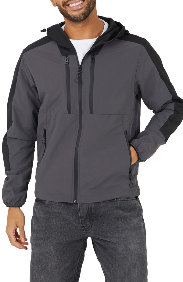 ブレーブソウル メンズ アウター ジャケット・ブルゾン Brave Soul Windrunner Hooded Zip-Through Jacket Charcoal チャコール|ReVida 店