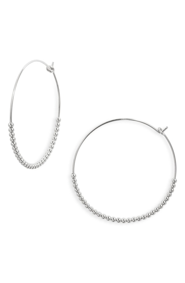 ナシェル レディース アクセサリー ピアス・イヤリング Nashelle Classic Beaded Hoop EarringsTERLING SILVER シルバー｜ReVida 店