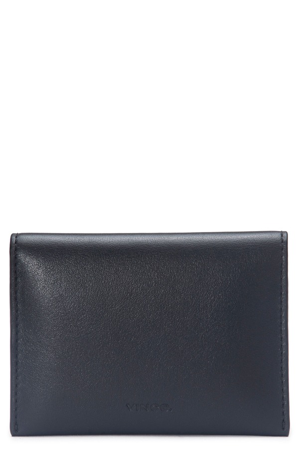ヴィンス レディース アクセサリー 財布 レザー Vince Nappa Leather Bifold Card Case BLACK ブラック｜ReVida 店