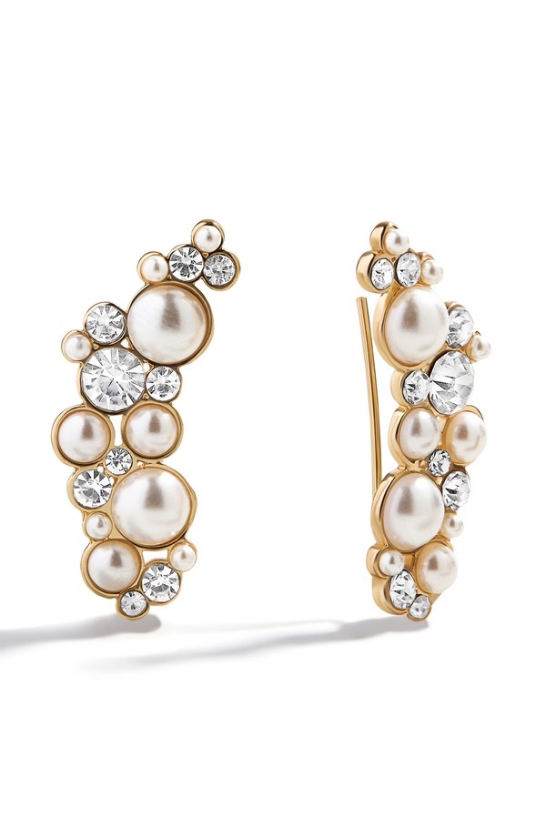 バウブルバー レディース アクセサリー ピアス・イヤリング BaubleBar Effie Faux Pearl Ear Crawlers GOLD/ CLEAR ゴールド|ReVida 店