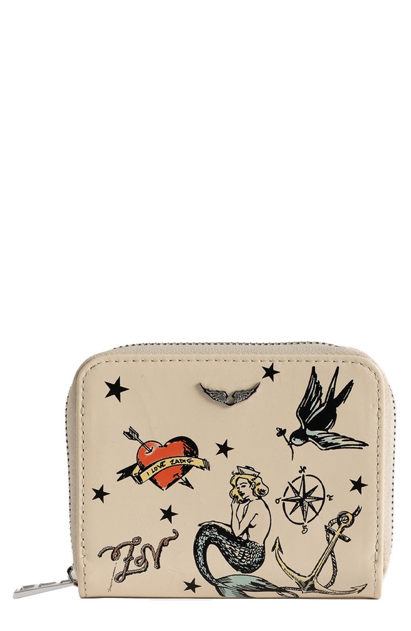 ザディグ エ ヴォルテール レディース アクセサリー 財布 ミニ レザー Zadig & Voltaire Mini ZV Tattoo Leather Zip Around Wallet FLASH｜ReVida 店
