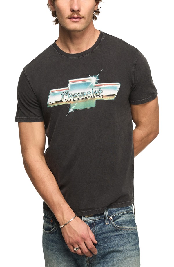 ラッキーブランド メンズ トップス Tシャツ コットン グラフィック Lucky Brand Chevrolet Chrome Cotton Graphic T-Shirt CAVIAR｜ReVida 店