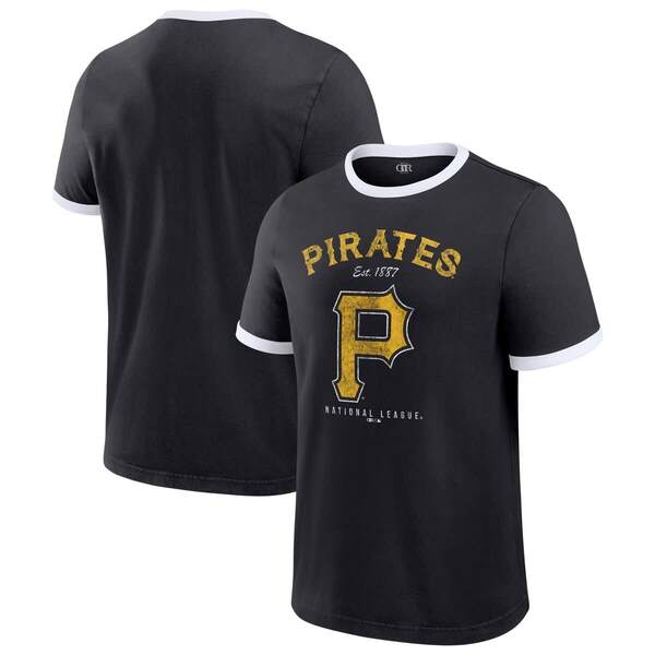 ダリウス・ラッカー コレクション バイ ファナティクス メンズ トップス Tシャツ Men's Darius Rucker Collection by Fanatics Black Pittsburgh Pirates Washed Ringer T-Shirt Black ブラック｜ReVida 店