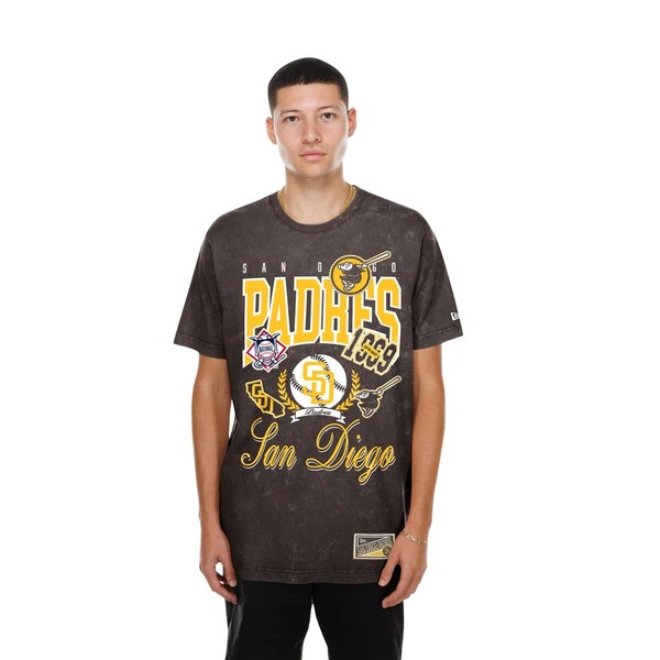 ニューエラ メンズ トップス Tシャツ Men\'s New Era Brown San Diego Padres Mineral Wash T-Shirt Brown ブラウン｜ReVida 店
