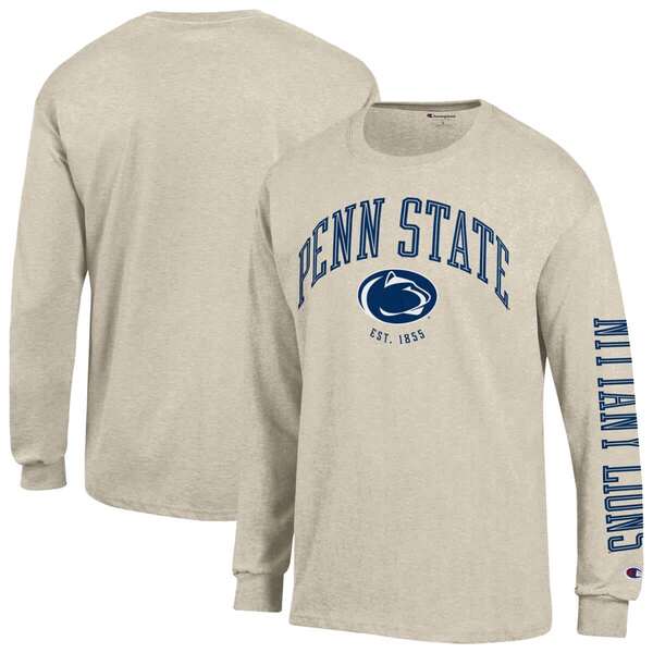 チャンピオン メンズ トップス Tシャツ 長袖 Men's Champion Heather Oatmeal Penn State Nittany Lions Neutral Arch Long-Sleeve T-Shirt Oatmeal オートミール|ReVida 店