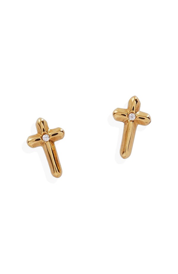 アレックスアンドアニ レディース アクセサリー ピアス・イヤリング ミニ Alex and Ani Cross Mini Stud Earrings Gold ゴールド｜ReVida 店