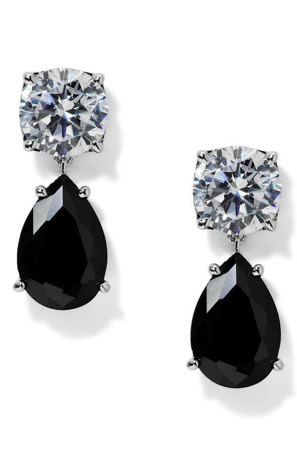 ナディール レディース アクセサリー ピアス・イヤリング Nadri Maiden Cubic Zirconia Drop Earrings RHODIUM/ BLACK ブラック｜ReVida 店